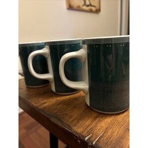 Dansk Portugal Gridworks Green 4" Mug White w/Green Stripes & Squares - Set Of 3